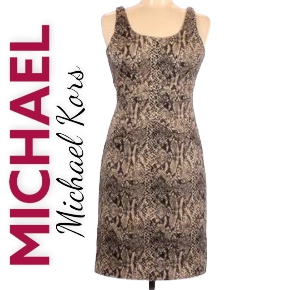 NWT MICHAEL Michael Kors Snake Print Sheath Dress, Size 8